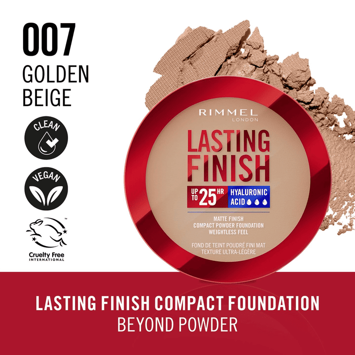 Rimmel Lasting Finish 25h Compact Powder Foundation - 007-Golden-Beige