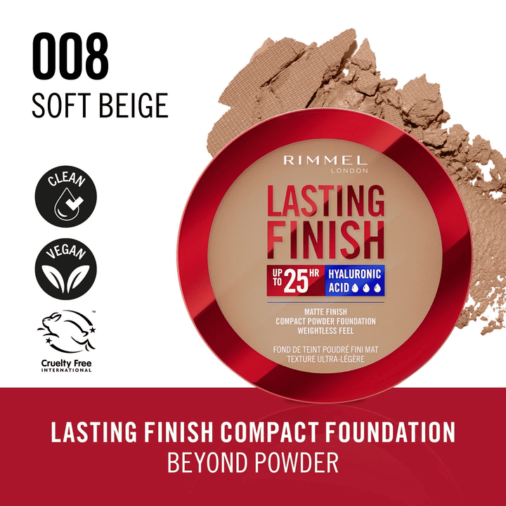 Rimmel Lasting Finish 25h Compact Powder Foundation - 008-Soft-Beige
