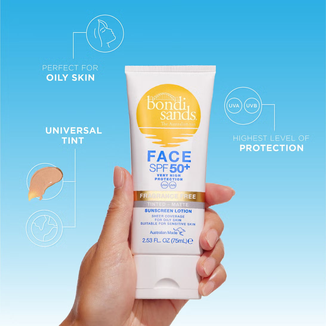Bondi Sands SPF 50+ Fragrance Free Matte Tinted Face Lotion 75ml Primary 1