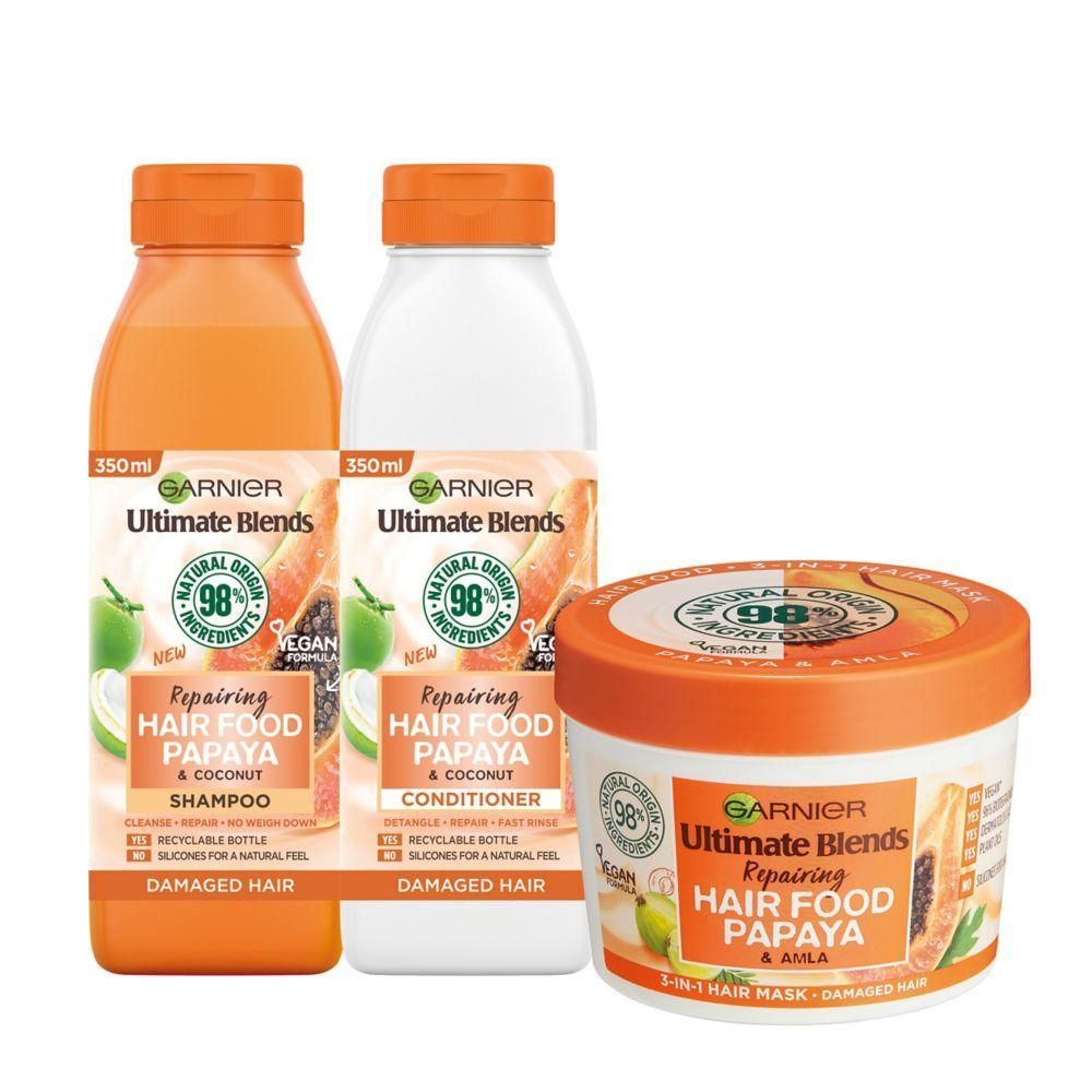 Garnier Ultimate Blends Papaya Hair Food Shampoo, Conditioner & Mask