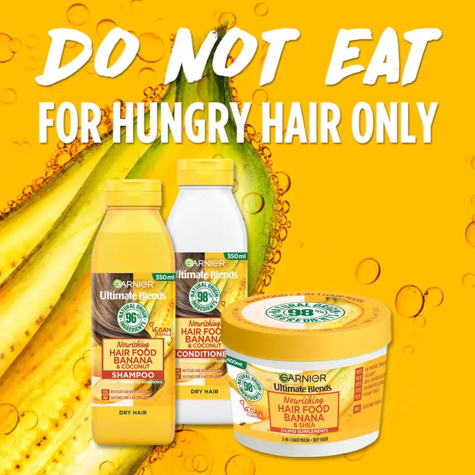 Garnier Ultimate Blends Banana Hair Food Shampoo, Conditioner & Mask