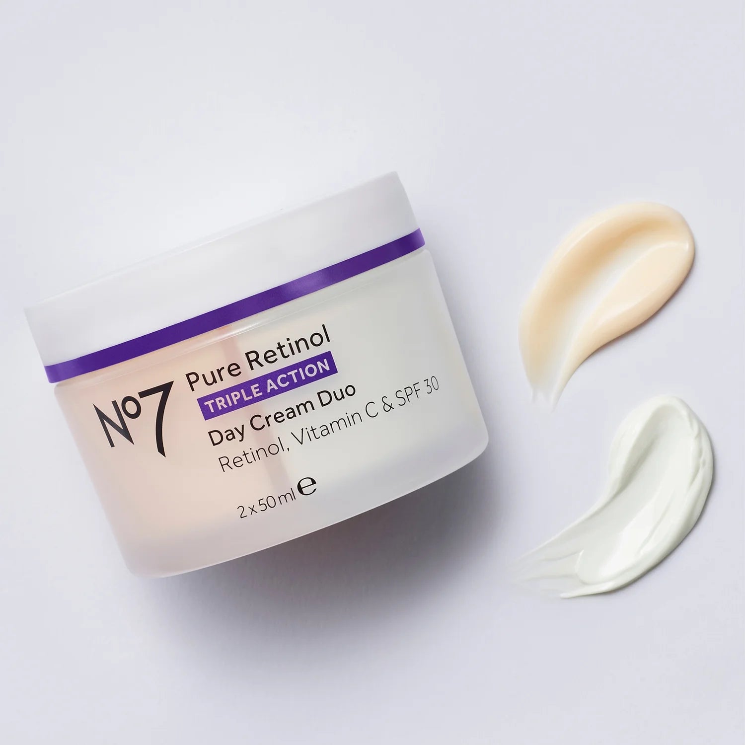 NO7 Pure Retinol, Vitamin C & SPF 30 Day Cream Duo, 2x50ml