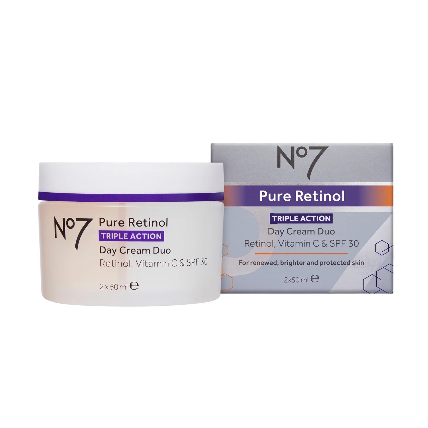NO7 Pure Retinol, Vitamin C & SPF 30 Day Cream Duo, 2x50ml