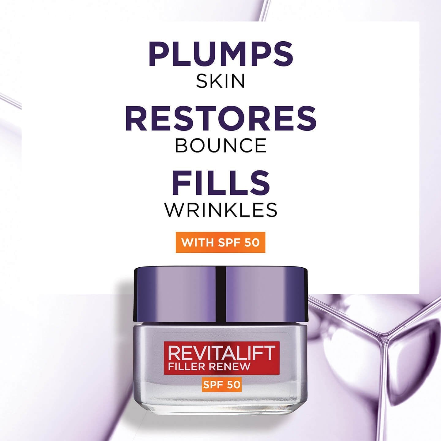 L'Oreal Paris Revitalift Filler Renew SPF 50 Day Cream with Hyaluronic Acid 50ml