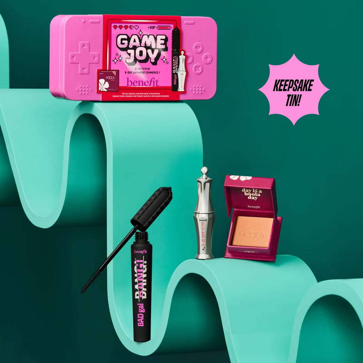 Benefit GameJoy Mascara, Brow and Bronzer 3-piece Makeup Gift Set, with Limited Edition Keepsake Tin Primary 2