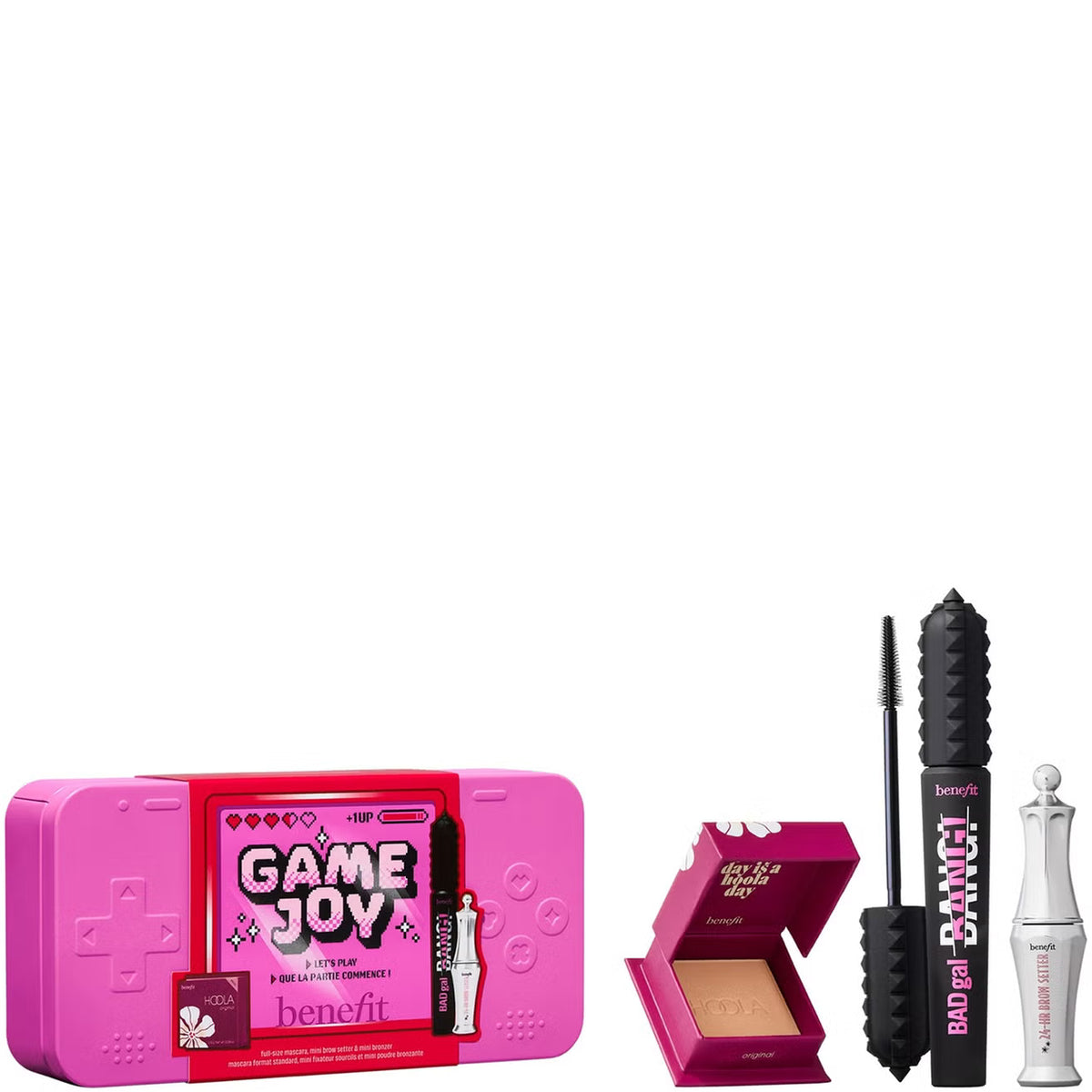 Benefit GameJoy Mascara, Brow and Bronzer 3-piece Makeup Gift Set, with Limited Edition Keepsake Tin Main 