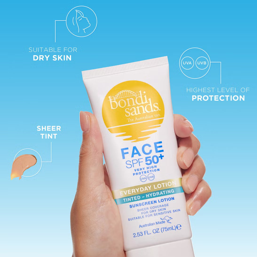 Bondi Sands SPF 50+ Fragrance Free Hydrating Tinted Face Lotion 75ml Primary