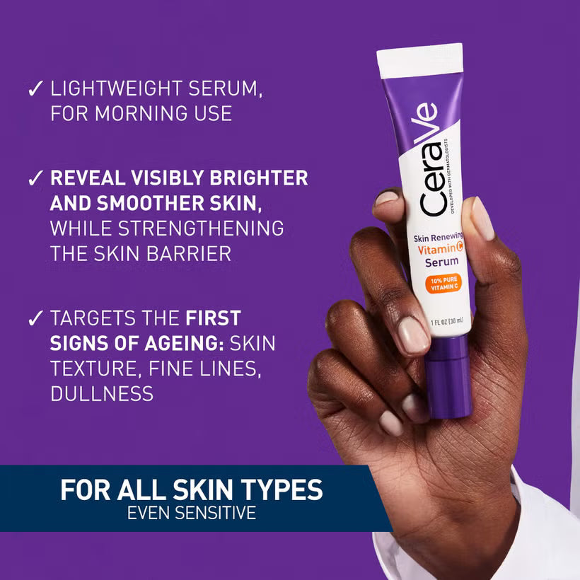 CeraVe Skin Renewing 10% Pure Vitamin C Serum with Ceramides for Brighter & Smoother Skin 30ml Primary 2