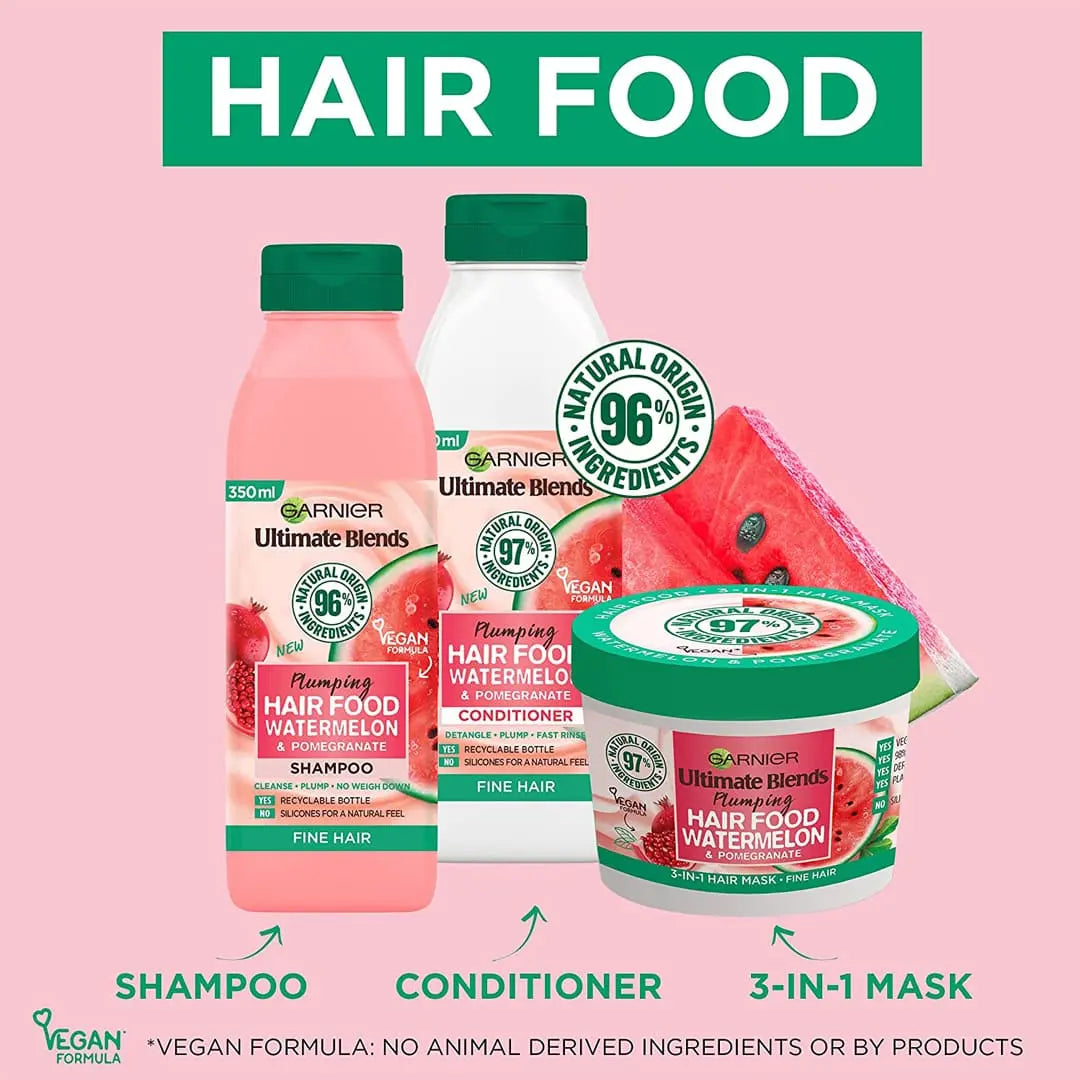 Garnier Ultimate Blends Plumping Hair Food Watermelon Shampoo, Conditioner & Mask