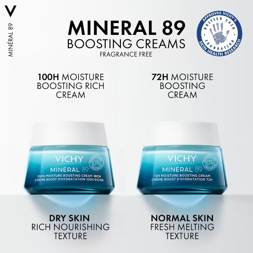 Vichy Minéral 89 100H Hyaluronic Acid Rich Hydrating Cream, Dry skin 50ml